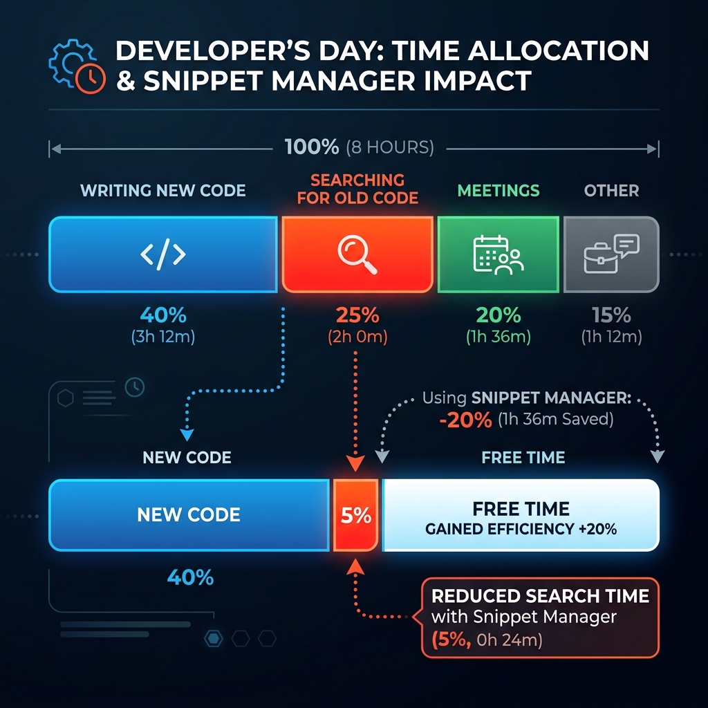 Time saved by using a snippet manager